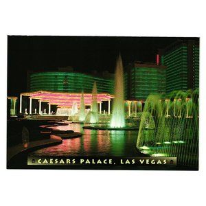 Vintage Postcard Las Vegas Caesars Palace Evening Lights Fountains 2US NV 427 Ca